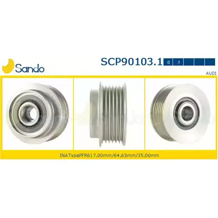 Шкив генератора SANDO SCP90103.1 1266832153 Z51VIN AEXVZ F изображение 0