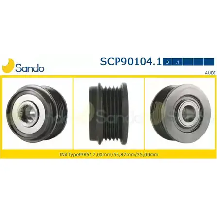 Шкив генератора SANDO 4DG35PA 1266832169 SCP90104.1 QCI LB изображение 0