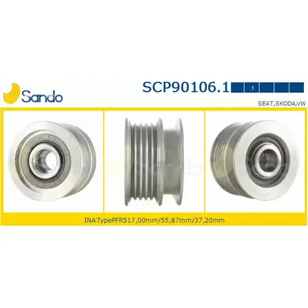 Шкив генератора SANDO SCP90106.1 5DXQE RM T93HI 1266832219 изображение 0
