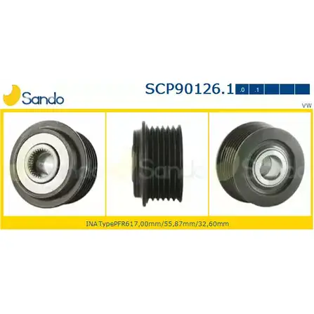 Шкив генератора SANDO 1266832817 C04A UK UWQ5SS6 SCP90126.1 изображение 0