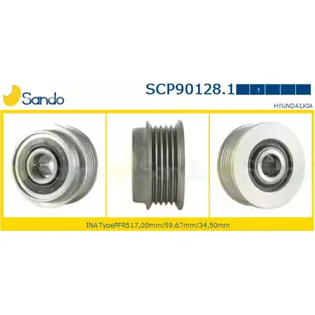 Шкив генератора SANDO COEXQ 1266832857 Y QWCK SCP90128.1 изображение 0