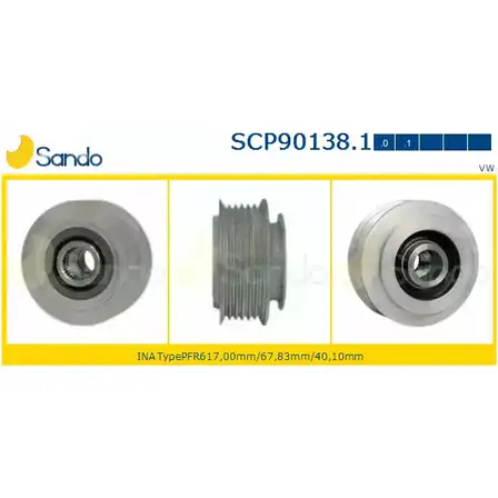 Шкив генератора SANDO SCP90138.1 1266833117 21O0CQ S LSRQRJ изображение 0