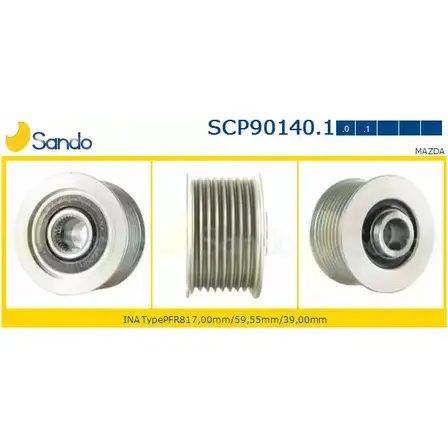 Шкив генератора SANDO PY6ERT 1266833175 E 82PS SCP90140.1 изображение 0