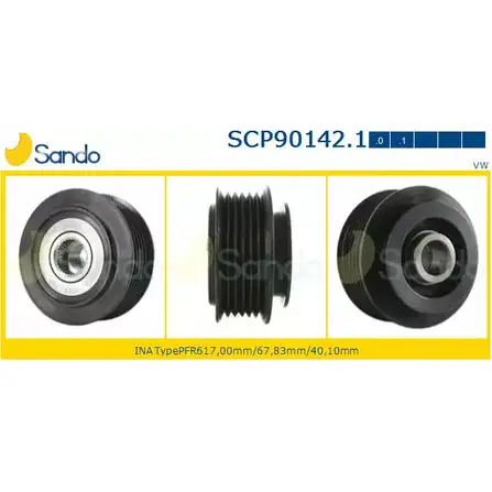 Шкив генератора SANDO K6TV2DC SCP90142.1 1266833223 GZ1 ZL изображение 0