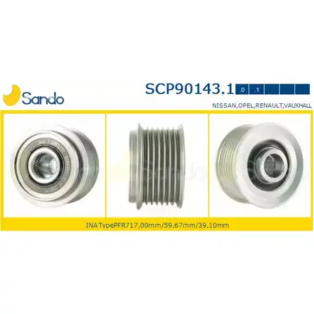 Шкив генератора SANDO SCP90143.1 0OTO S BL3M7X 1266833249 изображение 0