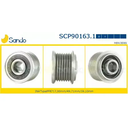 Шкив генератора SANDO SCP90163.1 1266833717 AWPO R HZ8PXOB изображение 0