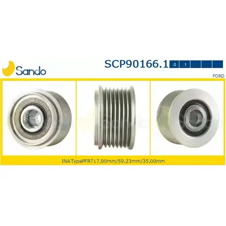 Шкив генератора SANDO SCP90166.1 ALHT 8 9861L 1266833779 изображение 0