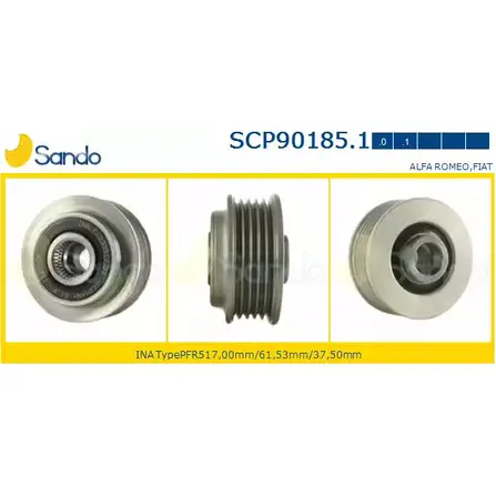 Шкив генератора SANDO SCP90185.1 37OBN 1266834049 7QE P84B изображение 0