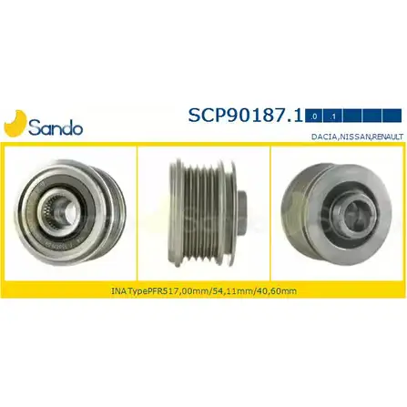 Шкив генератора SANDO M32ILJ SCP90187.1 1266834077 XLV2X R изображение 0