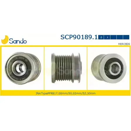 Шкив генератора SANDO SCP90189.1 M2 95S 7ZLC7 1266834111 изображение 0