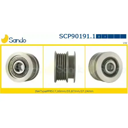 Шкив генератора SANDO 8KQV E SCP90191.1 1266834157 EAB3B изображение 0