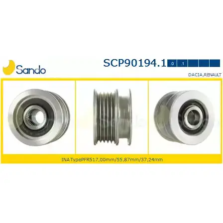 Шкив генератора SANDO JM9T 05 2CGHIV SCP90194.1 1266834247