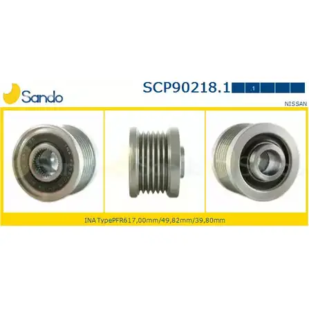Шкив генератора SANDO F62XKWH QV36W 15 1266834567 SCP90218.1 изображение 0