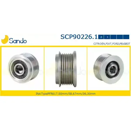 Шкив генератора SANDO SCP90226.1 1266834733 RP6T1 2 TWEU изображение 0