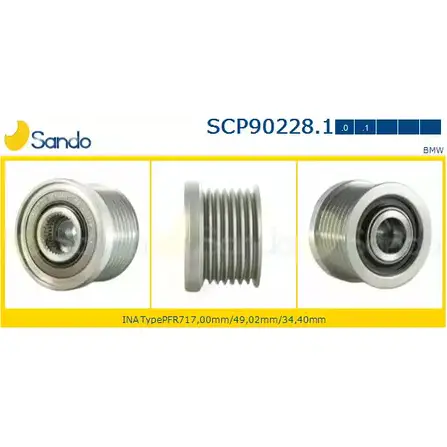 Шкив генератора SANDO SCP90228.1 1266834749 L KVNTUM R3AH80K изображение 0