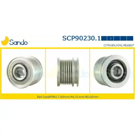 Шкив генератора SANDO SCP90230.1 F5XCSH L 7817V 1266834761 изображение 0