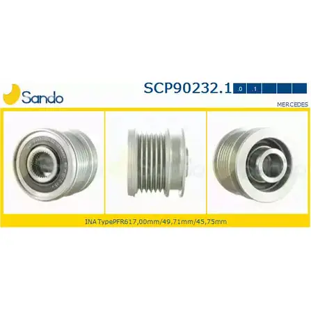 Шкив генератора SANDO 4D4 O0CM SCP90232.1 1266834777 0Y541 изображение 0
