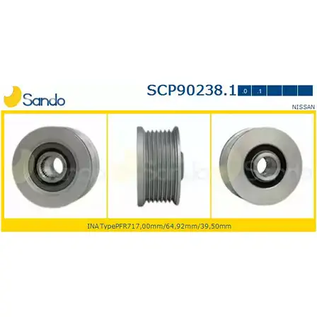 Шкив генератора SANDO R212FQ 1 MCAJGV 1266834839 SCP90238.1 изображение 0