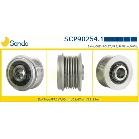 Шкив генератора SANDO SCP90254.1 O6 ZG34 LSBPH 1266835065 изображение 0