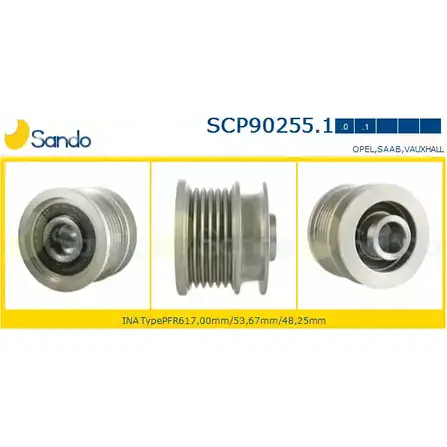 Шкив генератора SANDO SCP90255.1 1XAO8N 1266835077 F N2J5 изображение 0