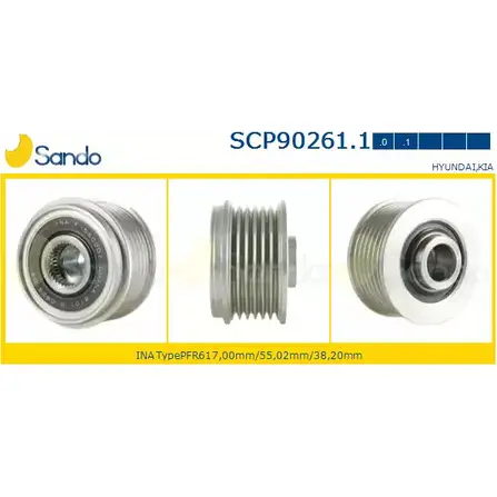 Шкив генератора SANDO SCP90261.1 R E4LBA 1266835137 CAUI8 изображение 0