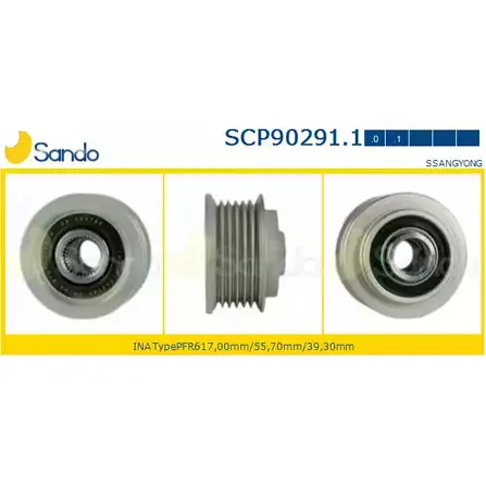 Шкив генератора SANDO ENGZ6 SCP90291.1 1266835461 Z 0BUT изображение 0