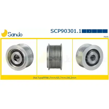 Шкив генератора SANDO U M80D SCP90301.1 1266835501 A308K2 изображение 0