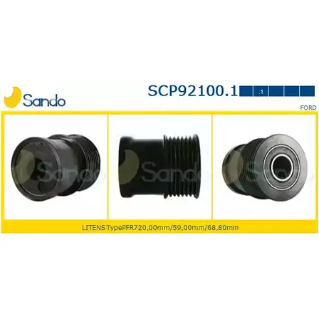 Шкив генератора SANDO 1266835523 SCP92100.1 RN3JY5 1SQH TT изображение 0