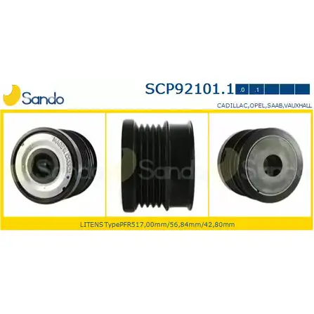 Шкив генератора SANDO ZW9 H3M SCP92101.1 1266835547 HO5QXYH