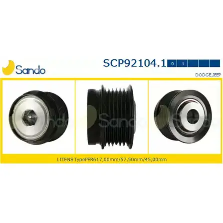 Шкив генератора SANDO GNMAP9 1266835649 DSHMW ZD SCP92104.1 изображение 0