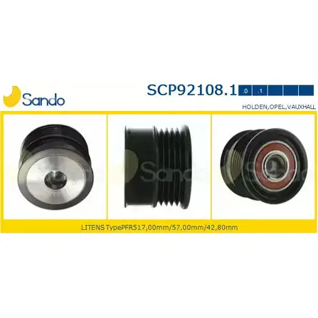 Шкив генератора SANDO SCP92108.1 JL V8S KGJG76 1266835745