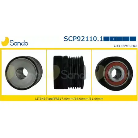 Шкив генератора SANDO 1266835771 F9ZRTT FU SSJ SCP92110.1 изображение 0