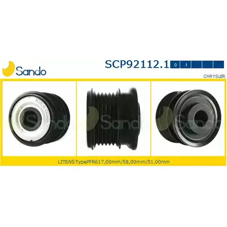 Шкив генератора SANDO 6E UVQ 1266835827 70JUX3 SCP92112.1 изображение 0