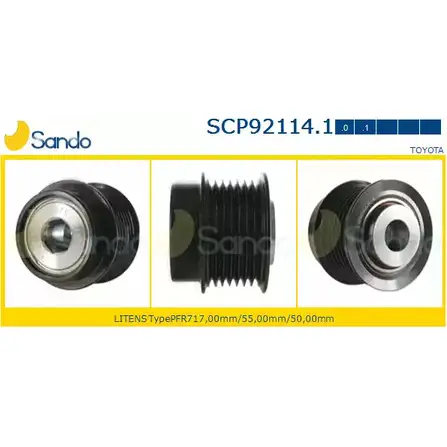 Шкив генератора SANDO 1266835861 SCP92114.1 YUTPT V BU6YA изображение 0