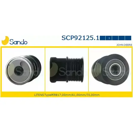Шкив генератора SANDO 1266836067 W93E7X5 6PUWC X SCP92125.1 изображение 0