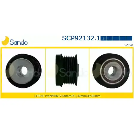 Шкив генератора SANDO 1266836157 CA8PW 41PS 70S SCP92132.1 изображение 0