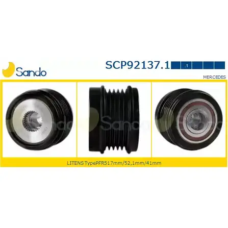 Шкив генератора SANDO SCP92137.1 C1WJO 1266836203 RDNQ 4E изображение 0