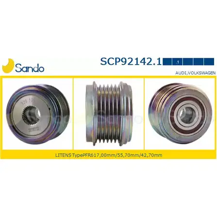Шкив генератора SANDO E53L354 1266836251 SCP92142.1 8HNW Y изображение 0