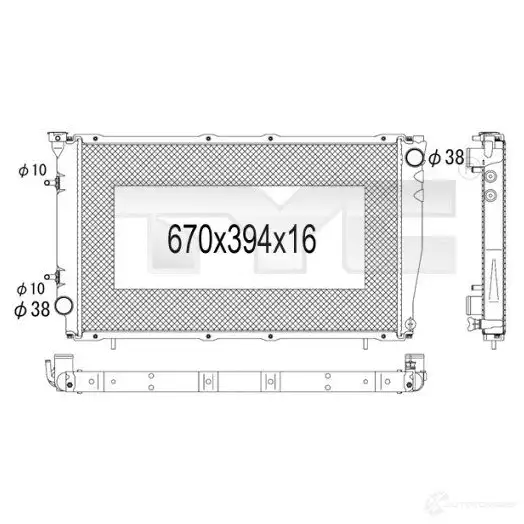 Радиатор охлаждения двигателя TYC 7341006 711144 F JU1J 8717475048957