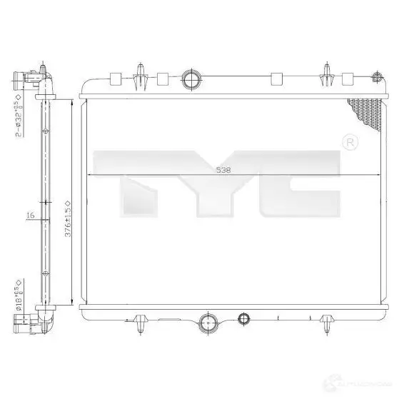 Радиатор охлаждения двигателя TYC 9 5VZKZF 7260011 711098 8717475037586 изображение 0