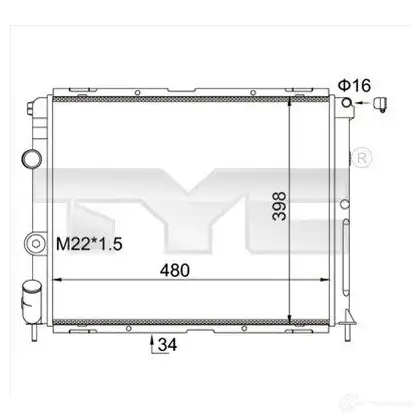 Радиатор охлаждения двигателя TYC FP WRX 8717475041835 7280012r 711109