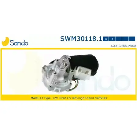 Мотор стеклоочистителя SANDO 1266872427 QFWNW HS NK33WB SWM30118.1 изображение 0