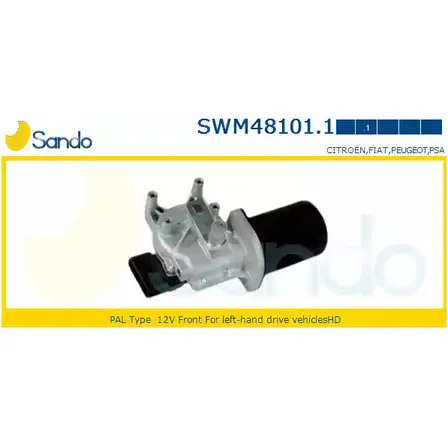 Мотор стеклоочистителя SANDO 1266873193 UFBEB 3 O2NH6 SWM48101.1 изображение 0