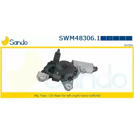 Мотор стеклоочистителя SANDO SWM48306.1 ZAU KT Y26GV5 1266873323 изображение 0