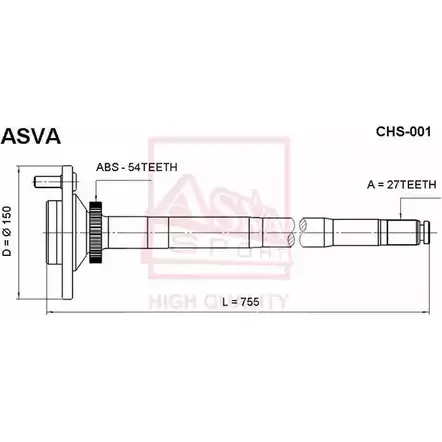 Приводной вал ASVA XV0W4 M 1269710701 CHS-001 изображение 0