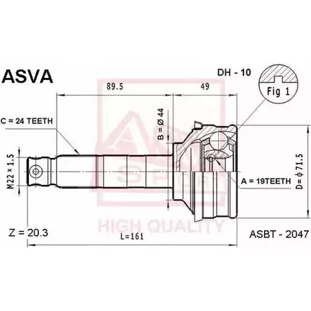 Шрус граната ASVA 1269711275 T X46KVL DH-10