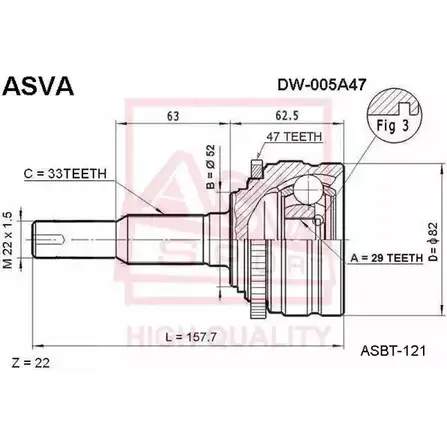 Шрус граната ASVA G D3U39 1269711577 DW-005A47