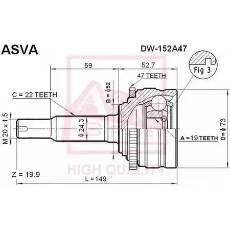 Шрус граната ASVA 1 JBIPI3 DW-152 1269711659 изображение 0