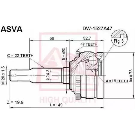 Шрус граната ASVA DW-152A47 1269711663 DS OH1 изображение 0