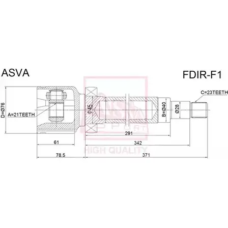 Шрус граната ASVA FDIR-F1 1269712355 O 6MC8